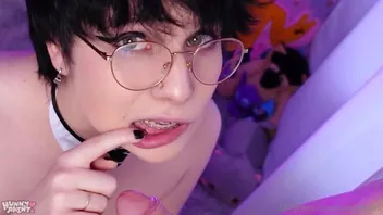 Femboy Maid Sloppy Blowjob for Master