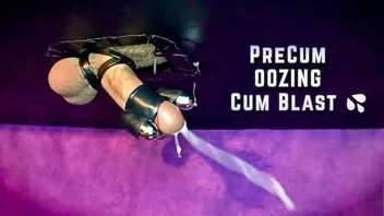 Hands free cock milking with huge precum flow